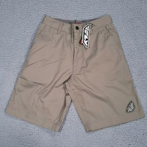 Fly Racing Shorts Mens Size 26 Premium Short Tan Zip Closure Logo Emblem